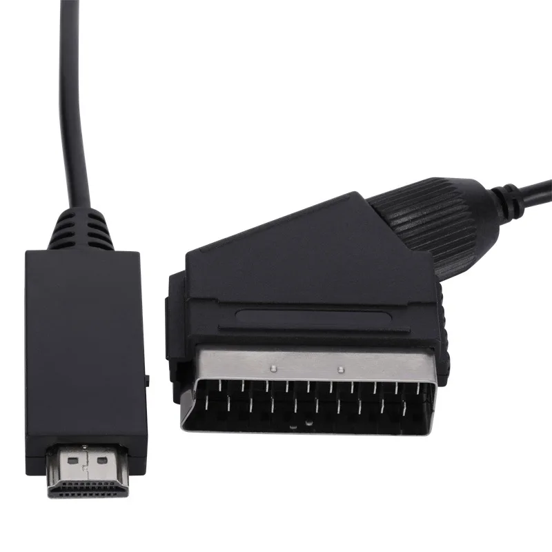 1080P HDMI-compatible to SCART Video Audio Upscale Converter Adapter for HD TV DVD for Sky Box STB Plug and Play DC Cable