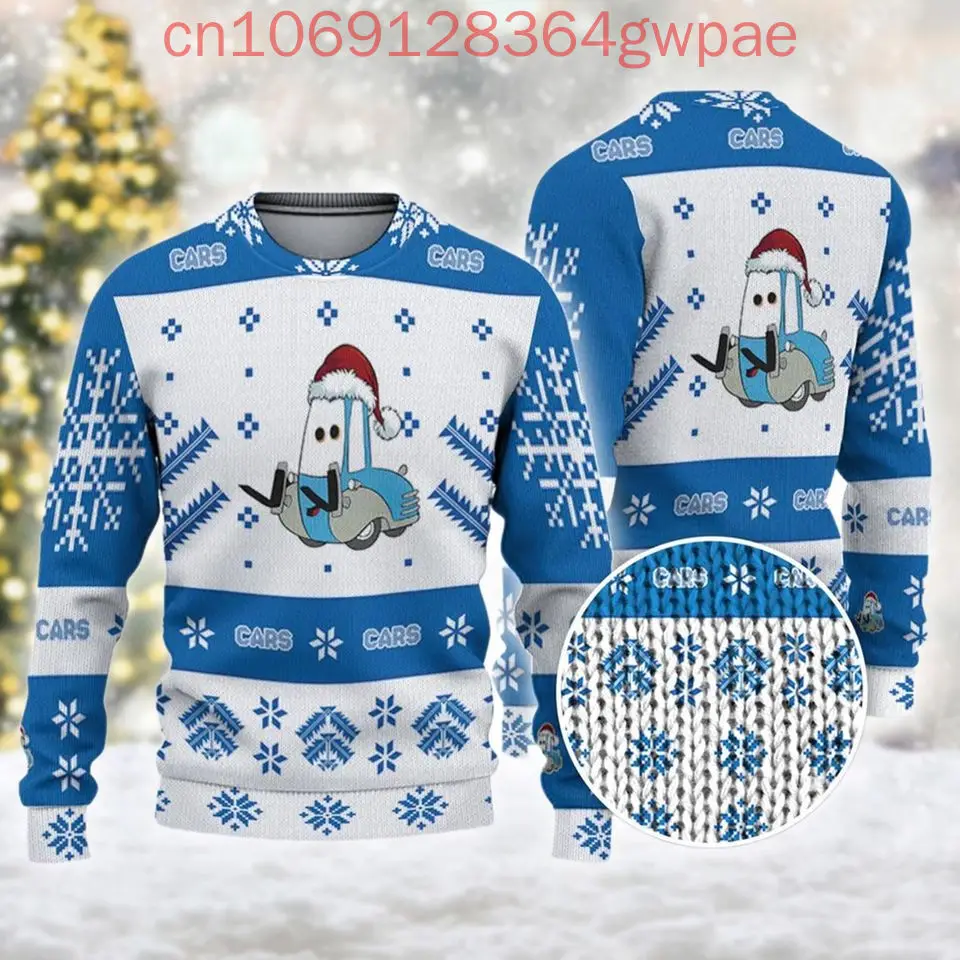 Disney Pixar Cars Lightning Mcqueen Christmas Ugly Sweater Men's Womens 3d Ugly Sweater Disney Ugly Christmas Sweater Tops