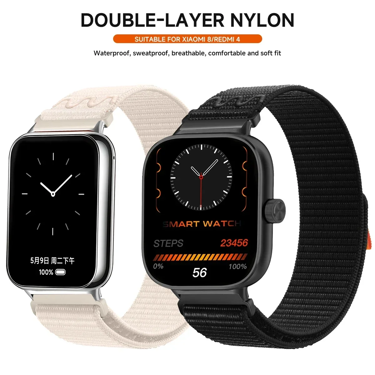 Breathable Strap for Xiaomi Redmi Watch 4/5 Nylon Loop Replaceable Wristband Smartwatch Belt for Mi Band 9/8 Pro Sport Watchband