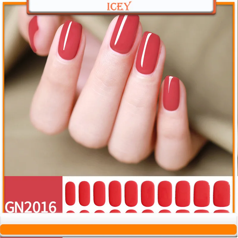 ICEY BEAUTY-Ensemble d'autocollants pour ongles monochromes, anciers complet, sans cuisson, amélioration du gel, 1 lot