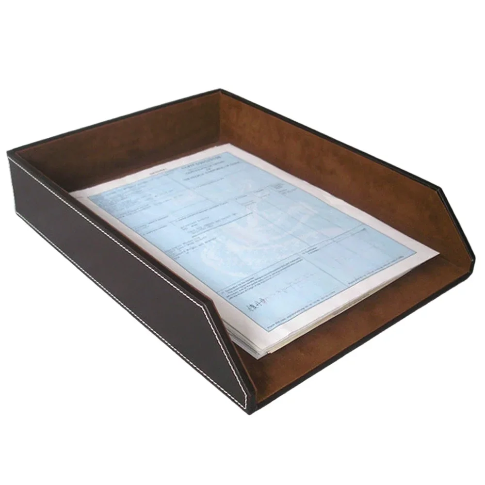 Simplicity Business Office Desktop Leather A4 File Tray Creative Stackable Single Layer Storage Tray Sundry Trays