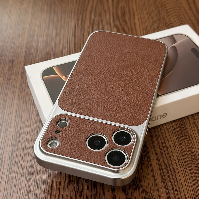 Luxuriöse Matte Sofort-17 Kunstleder-Handyhülle für iPhone 18 17 Pro Max 16 15 14 Pro 13 12 11 Stoßfeste Weiche Schutzhülle