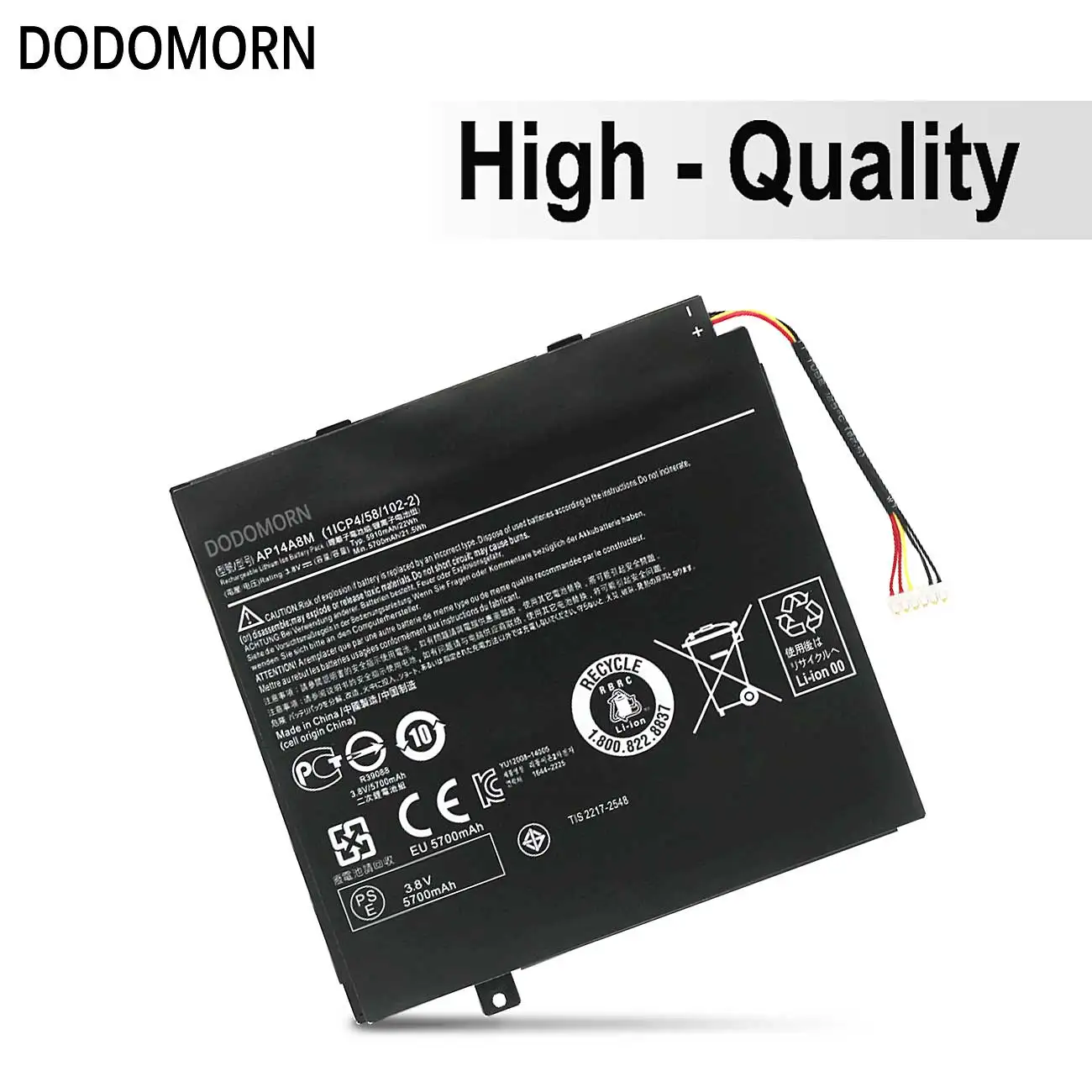 Battery For Acer Iconia Tab 10 A3-A20, A3-A20FHD For Acer Aspire SW5-011 SW5-012 High Quality 5910mAh 3.8V