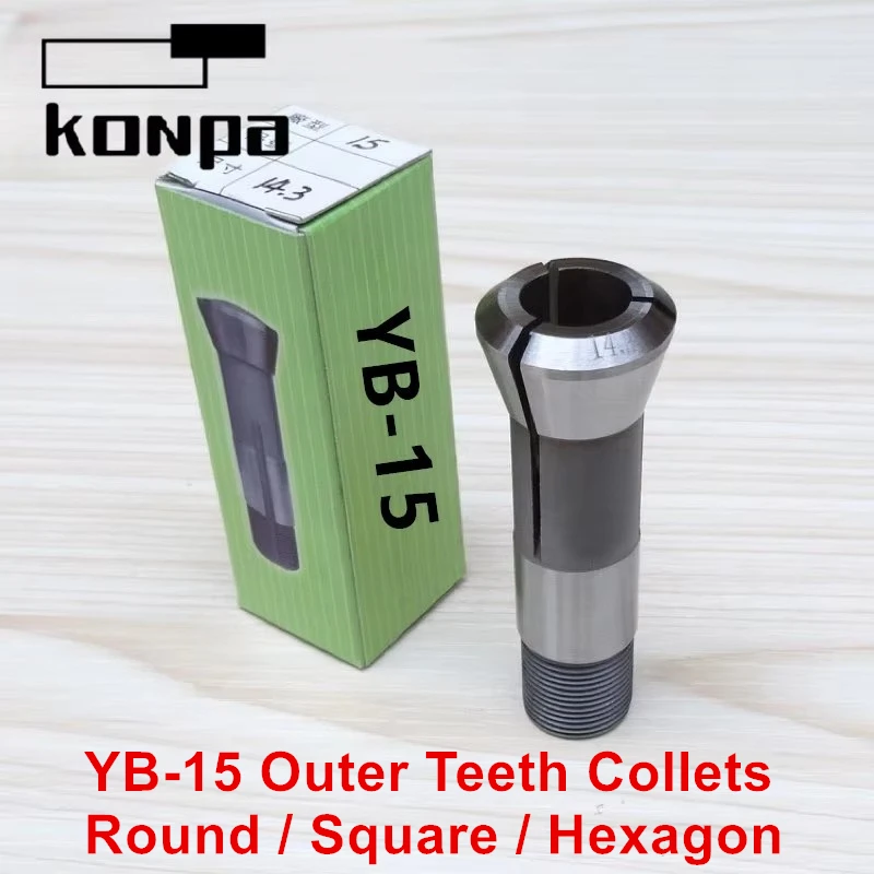 YB15 Type 1.0-15mm Automatic Lathe External Thread Collet YB-15 Round Hexagon Square Hole 15 Outer Teeth Collets