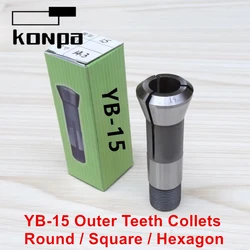 YB15 Type 1.0-15mm Automatic Lathe External Thread Collet YB-15 Round Hexagon Square Hole 15 Outer Teeth Collets