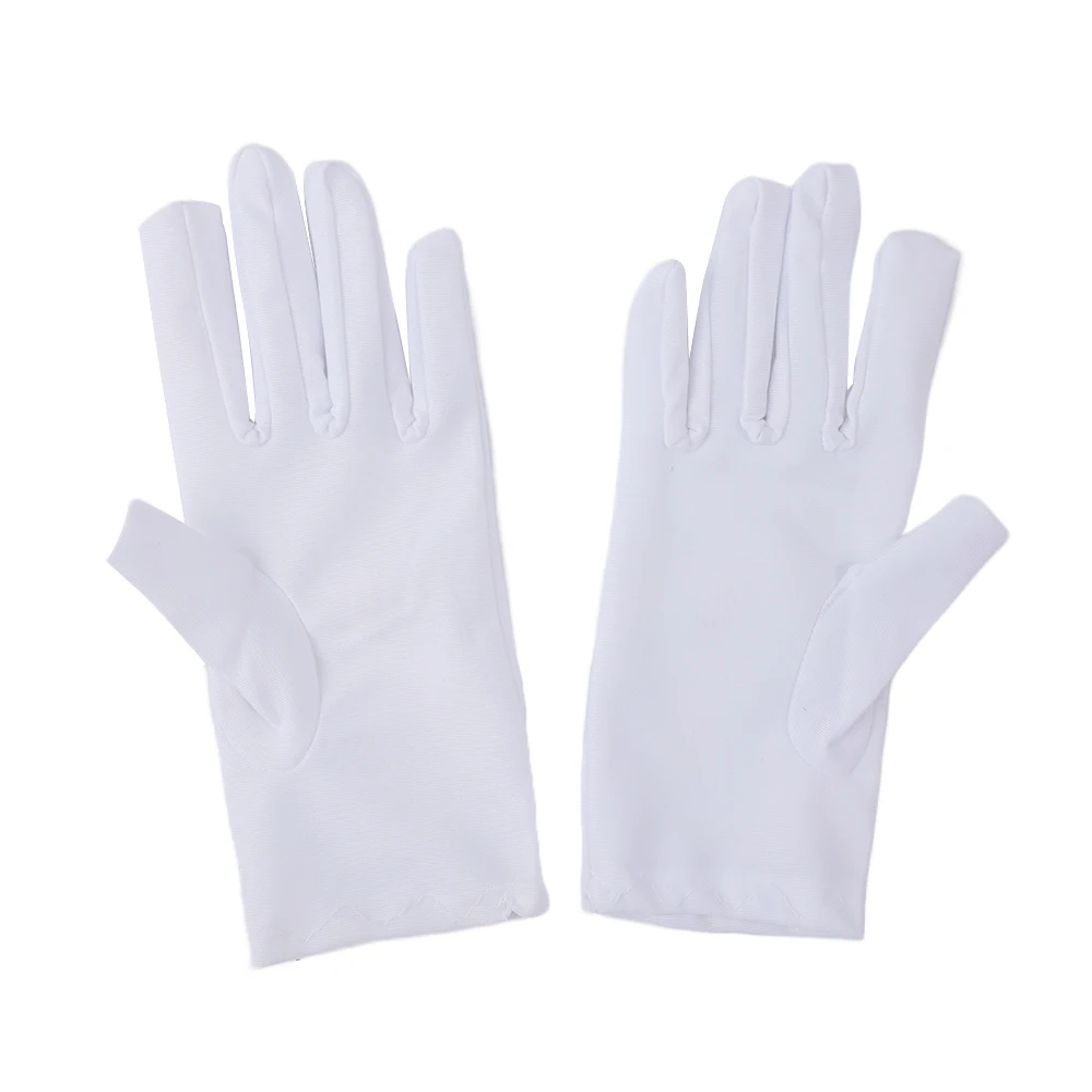 Guantes elásticos de LICRA para niños y niñas, color blanco, a la moda, para baile, etiqueta, actuación en escenario, 1 par