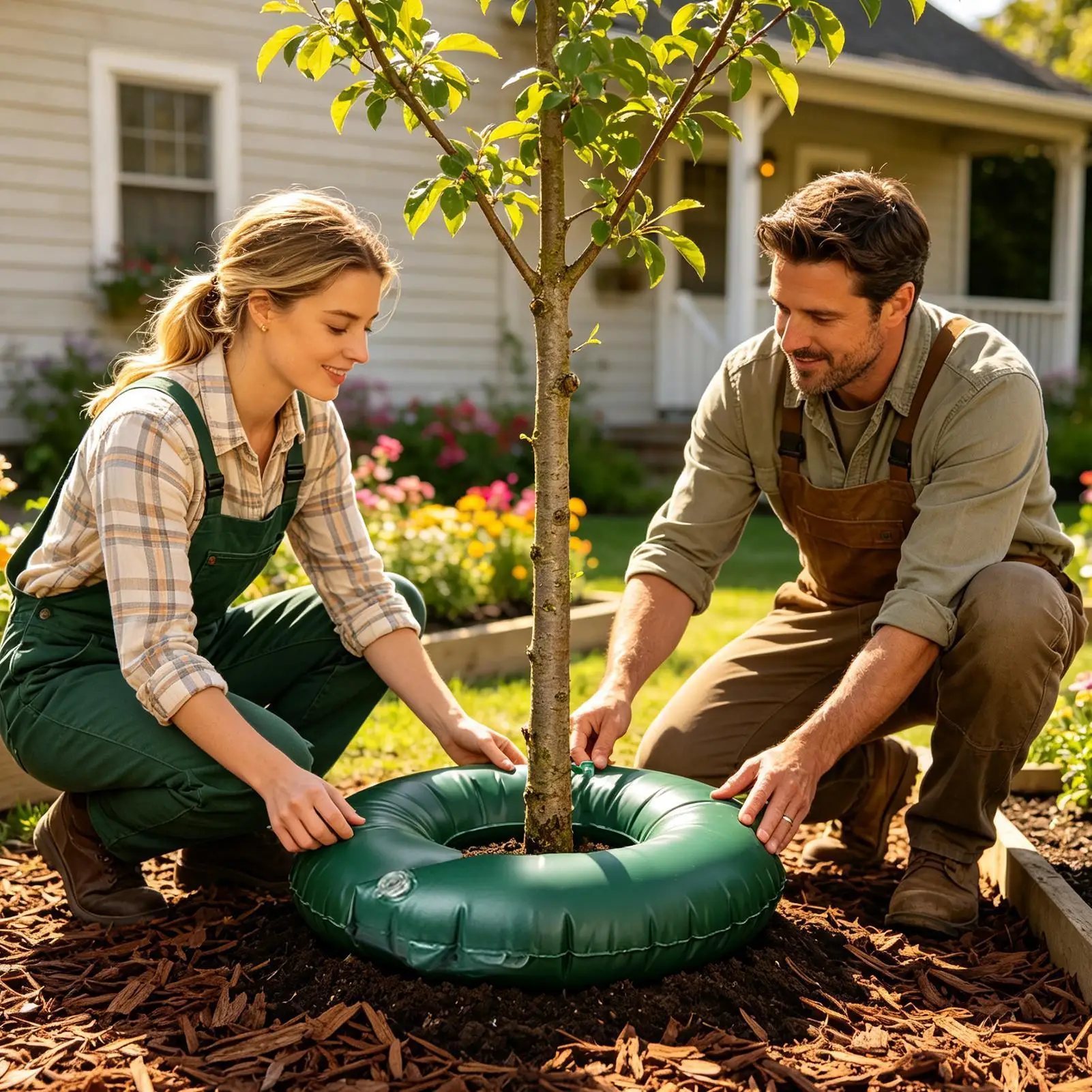Tree Water Bags 10 Gallon PVC Ring-Shaped Drip Irrigation Adjustable Tree Watering Bags For Gardens Patios Courtyards Orchards