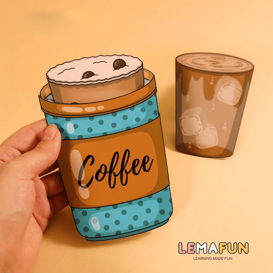 Coffee Shop Children's DIY stickers, Role-Playing, Scrapbook Set, Quiet and Fun, Family Learning, Puzzle, Handmade Interactive T