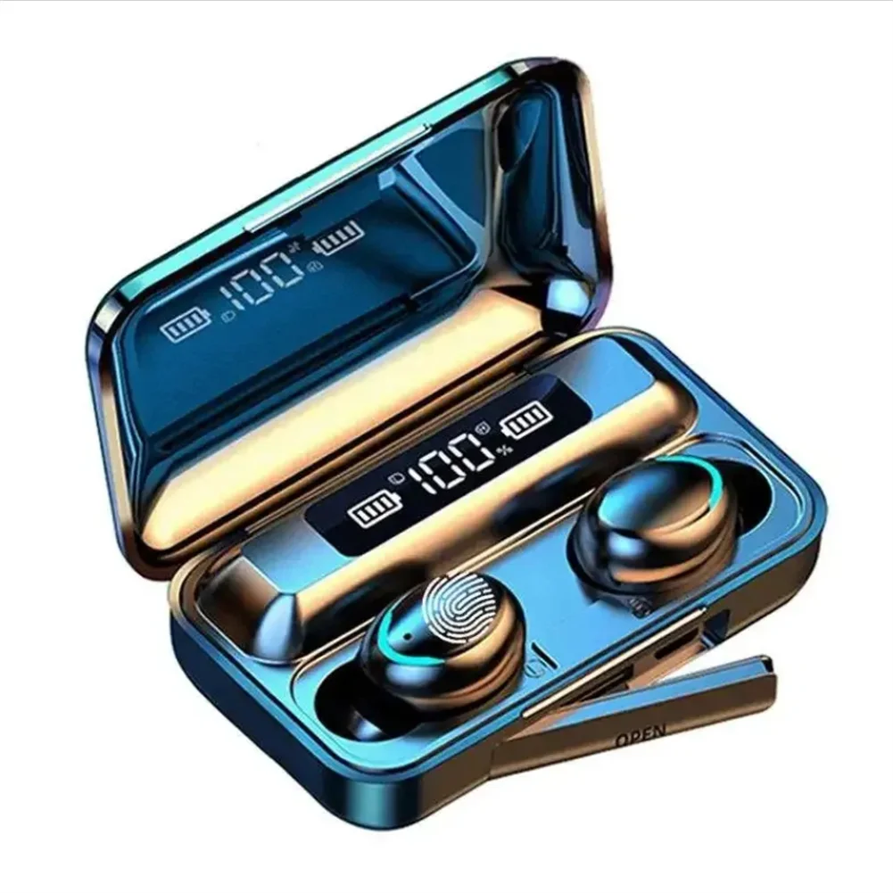 TWS F9 Wireless Earbuds Bluetooth-compatible 5.0 Headphones 9D Hifi Stereo LED Display Waterproof Earphone LED Digital Display