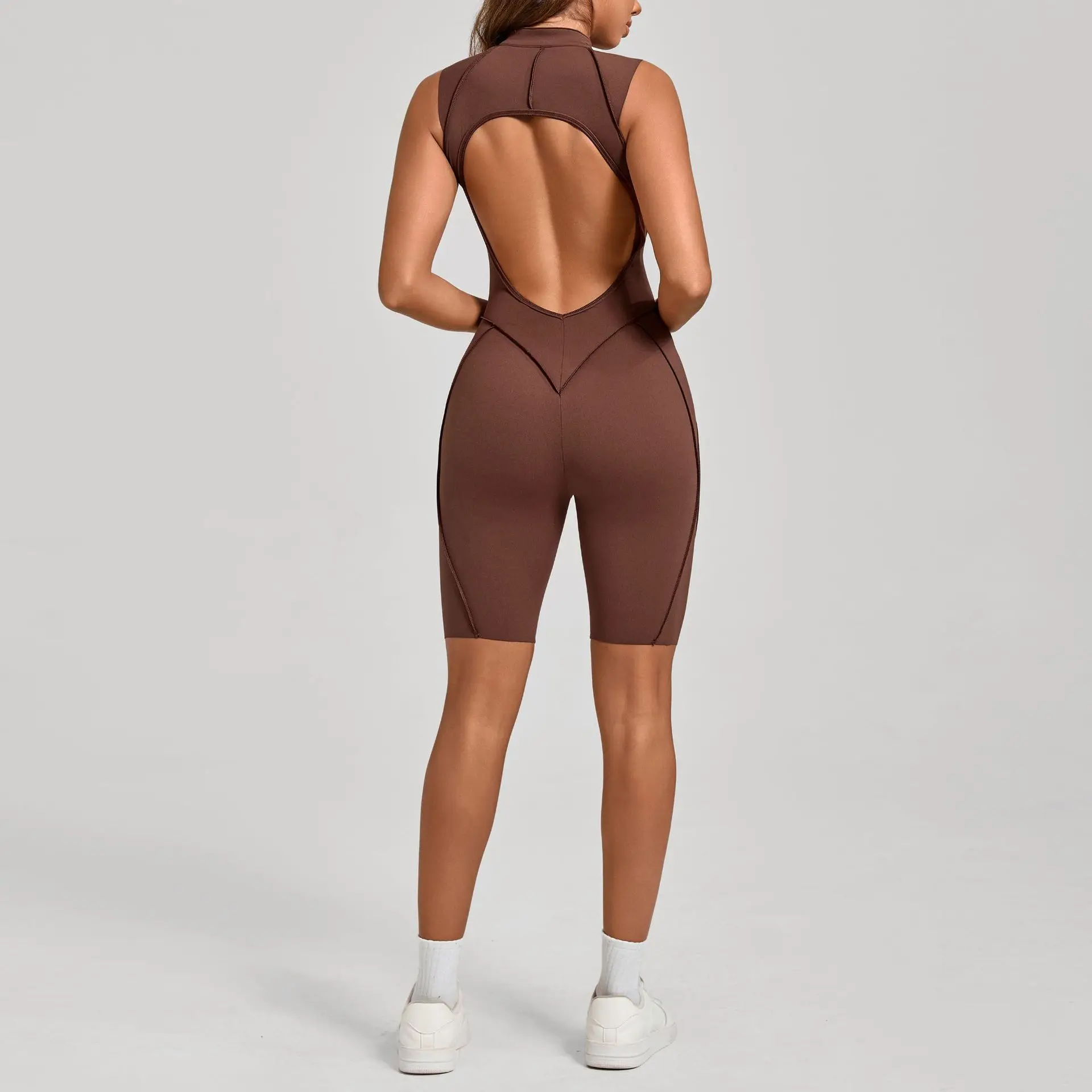 Summer Zipper Jumpsuits Short Sleeve Yoga Bodysuit Women's Yoga Set Gym Tracksuit Push-up Workout Clothes Dance Fitness Bodysuit - Image 6