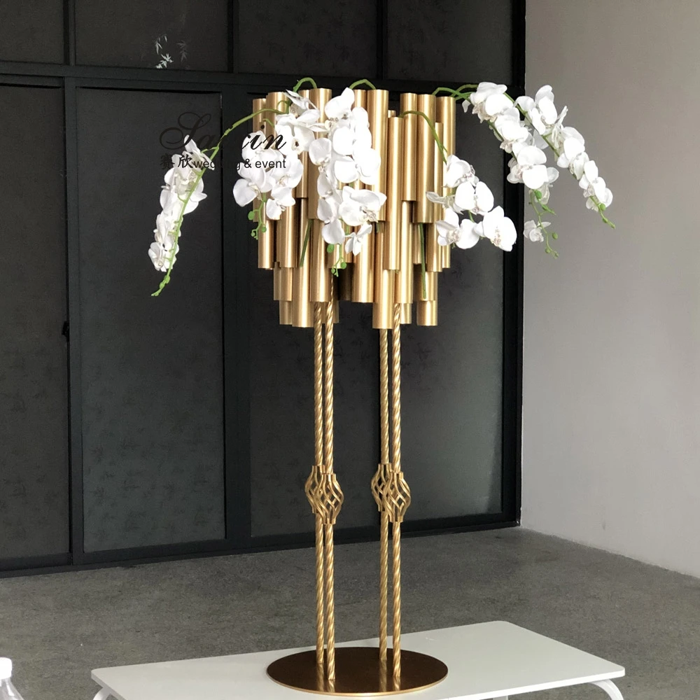 ZT-578G New Design Wedding Centerpiece Gold Metal Flower Stand Tall Wedding Decoration Stand