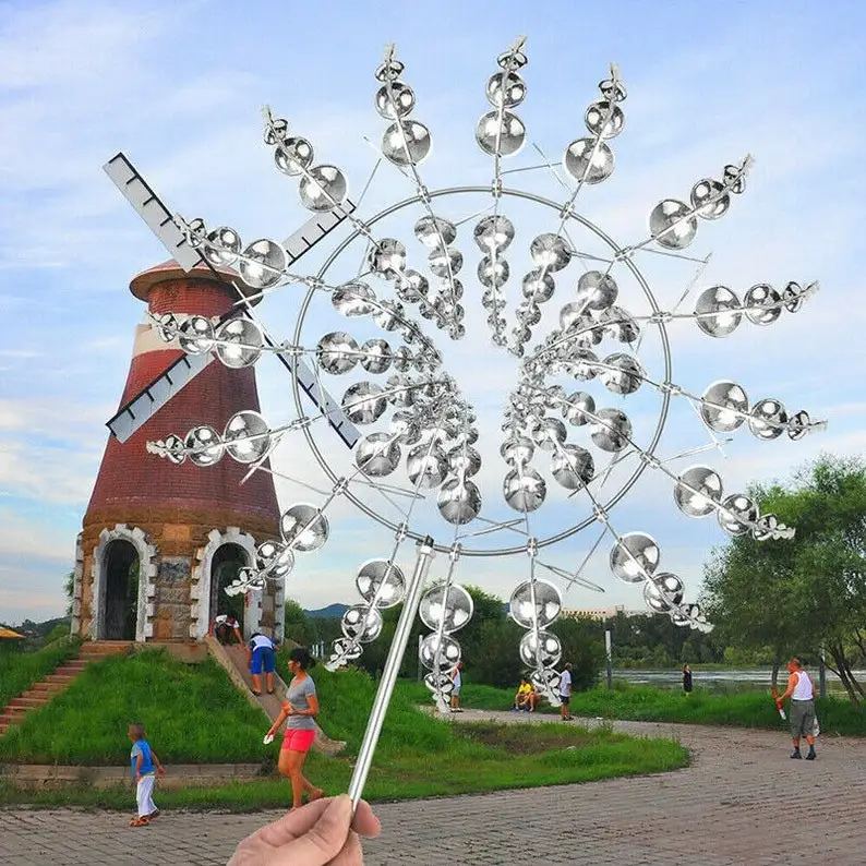 Handmade Home Decorations Kinetic art sculpture Metal Windmill for Garden Decoration