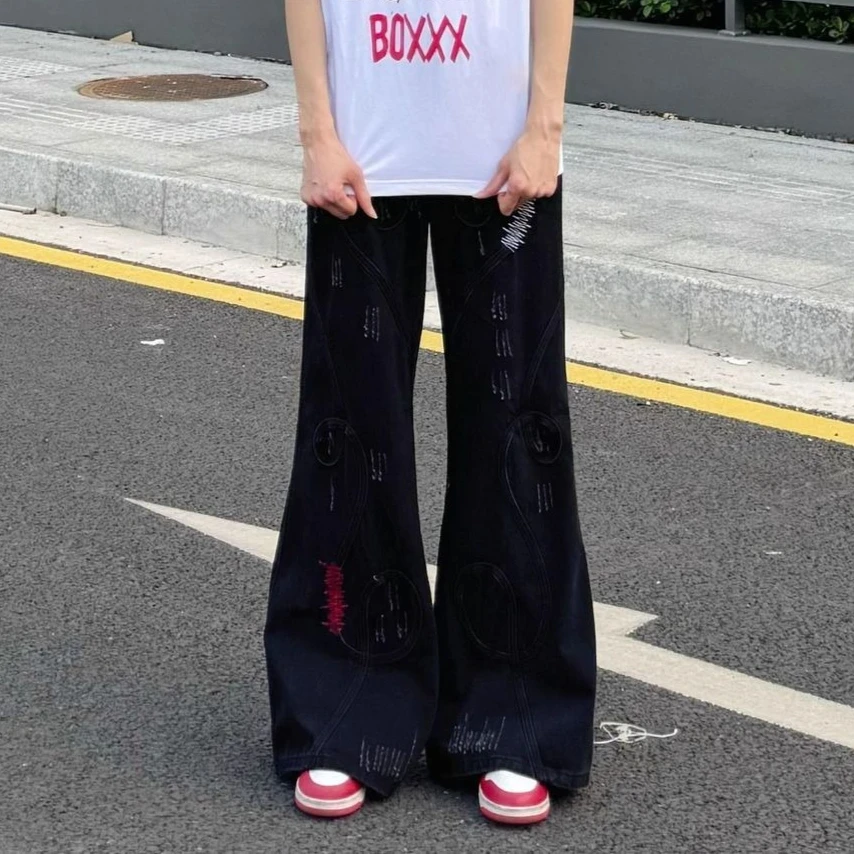 아메리칸 빈티지 청바지 부츠컷 여성 캐주얼 하이 스트리트 스타일 바지 슬림 Y2k 레트로 하이 웨이스트 서브컬쳐 스트리트웨어 여성 데님