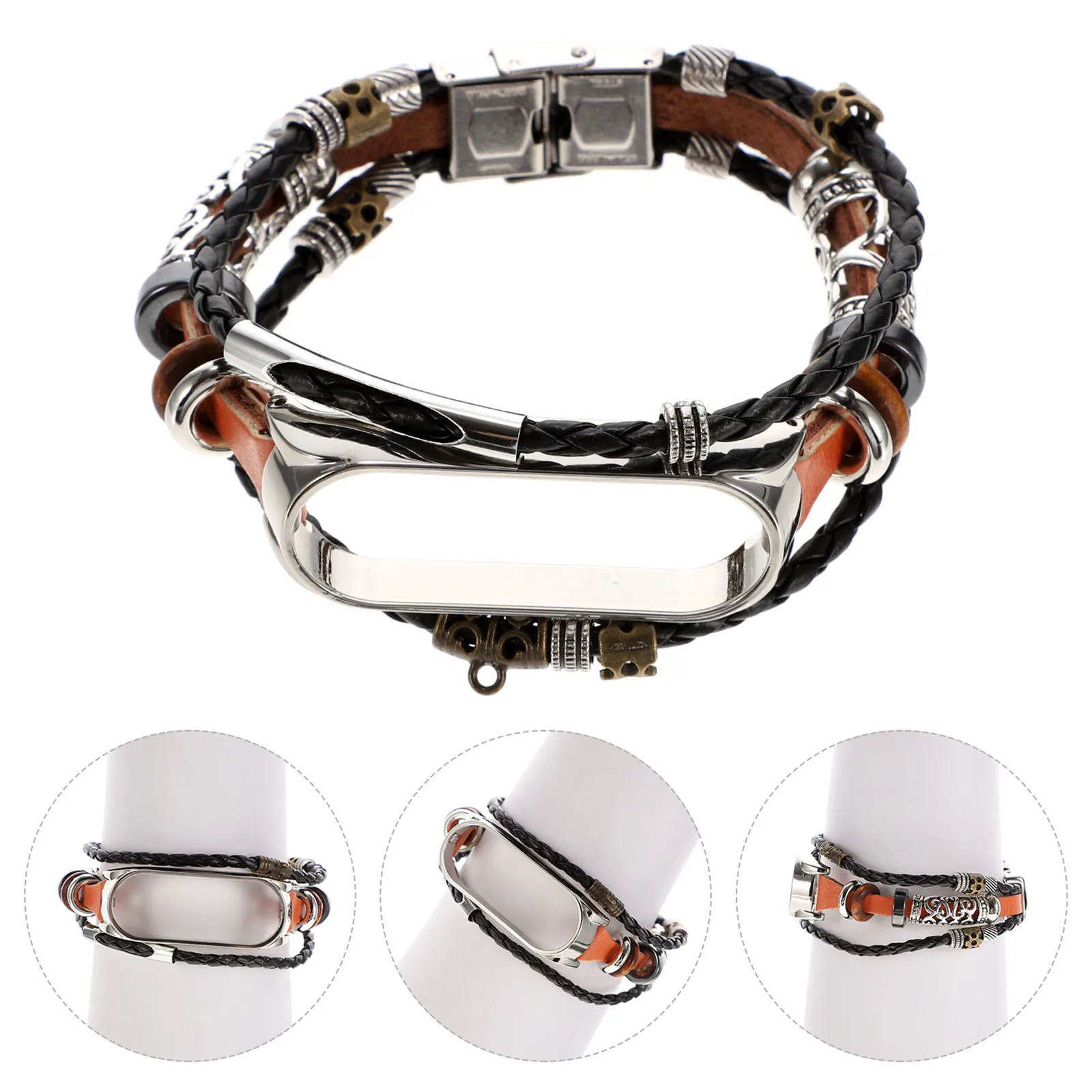 

1 шт. винтажный металлический ремешок с бусинами для фитнес-трекеров, ретро-браслет, декоративный ремешок на запястье, дизайн DIY