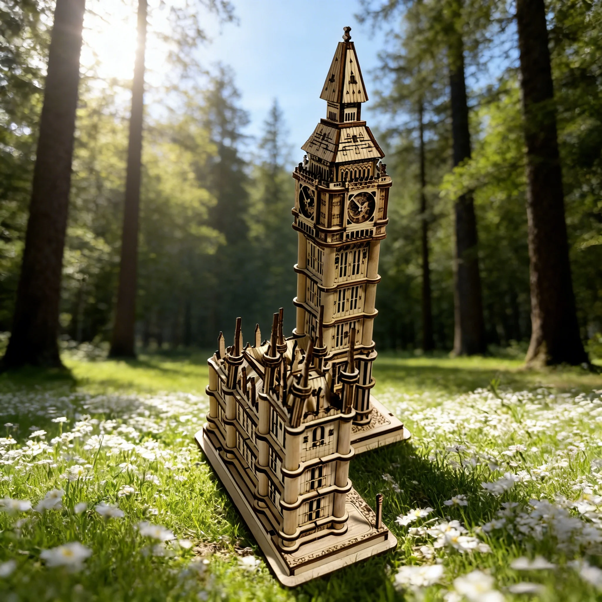 1 orologio Big Ben fai da te in legno, un puzzle creativo 3D, ideale come regalo festivo o decorazione della casa.