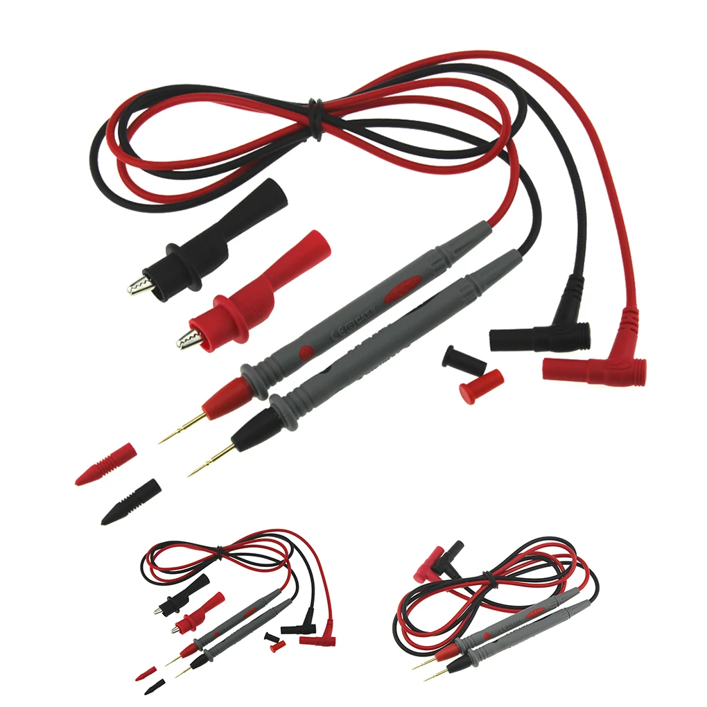 1 pair Digital Multimeter probe Soft-silicone-wire Needle-tip Universal test leads with Alligator clip For LED tester Multimetro