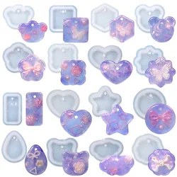 DIY Keychain Pendant Epoxy Silicone Mold Round Heart Shaped Jewelry Necklace Hanging Molds For Resin Making Mould