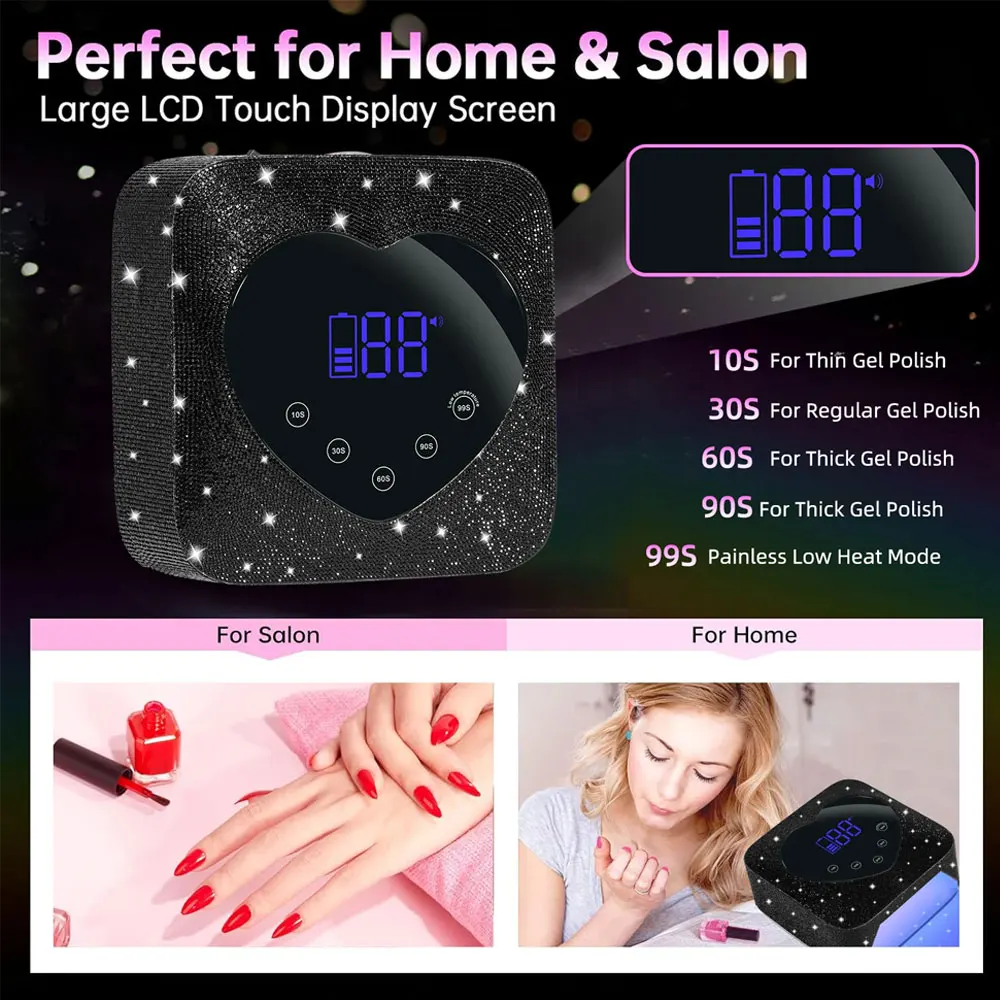 30 المصابيح الأشعة فوق البنفسجية LED مسمار مصباح قابلة للشحن التجفيف السريع سباركلي مسمار مجفف مصباح مانيكير لاسلكي لعلاج جميع هلام طلاء الأظافر