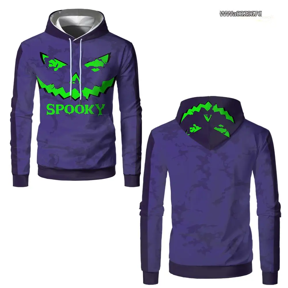 Halloween Ghost Face Print Hoodies Street Fashion Cosplay Long Sleeve Tops Unisex Festival Party Casual Sweatshirt Kid's Clothes