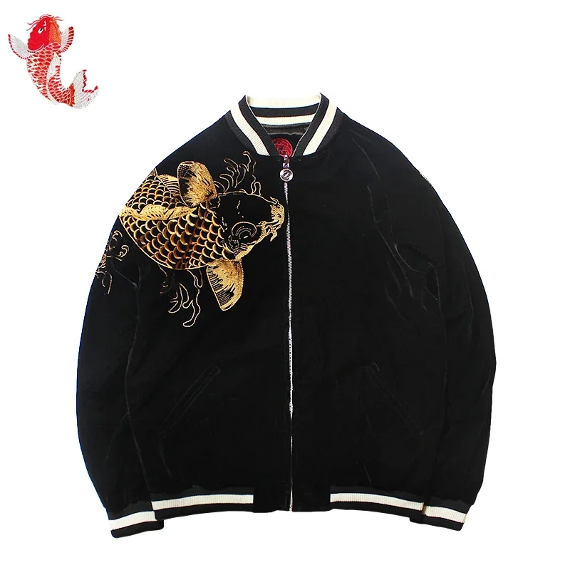 2024 New Spring Autumn Women\'s Cherry Dragon Embroidered Both Sides Wear Bomber Jacket Men and Women Couples Baseball Coat