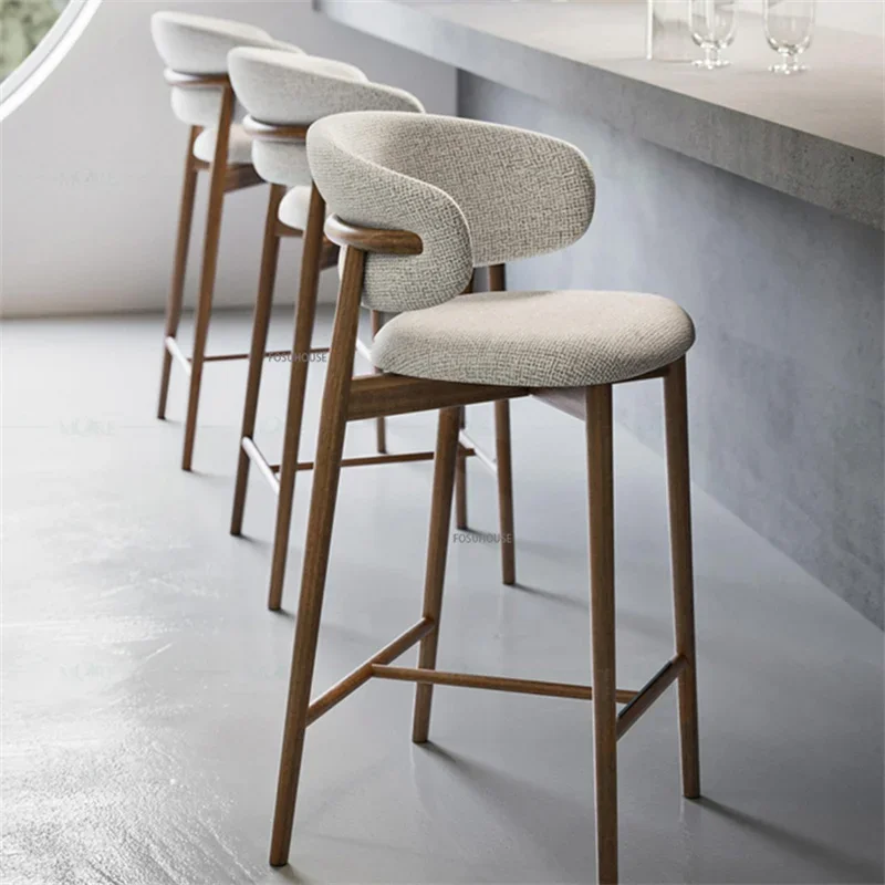 Taburete moderno madera maciza para el hogar, silla de Bar nórdica para sala estar, cocina, tela ligera lujo, Isola, Cucina