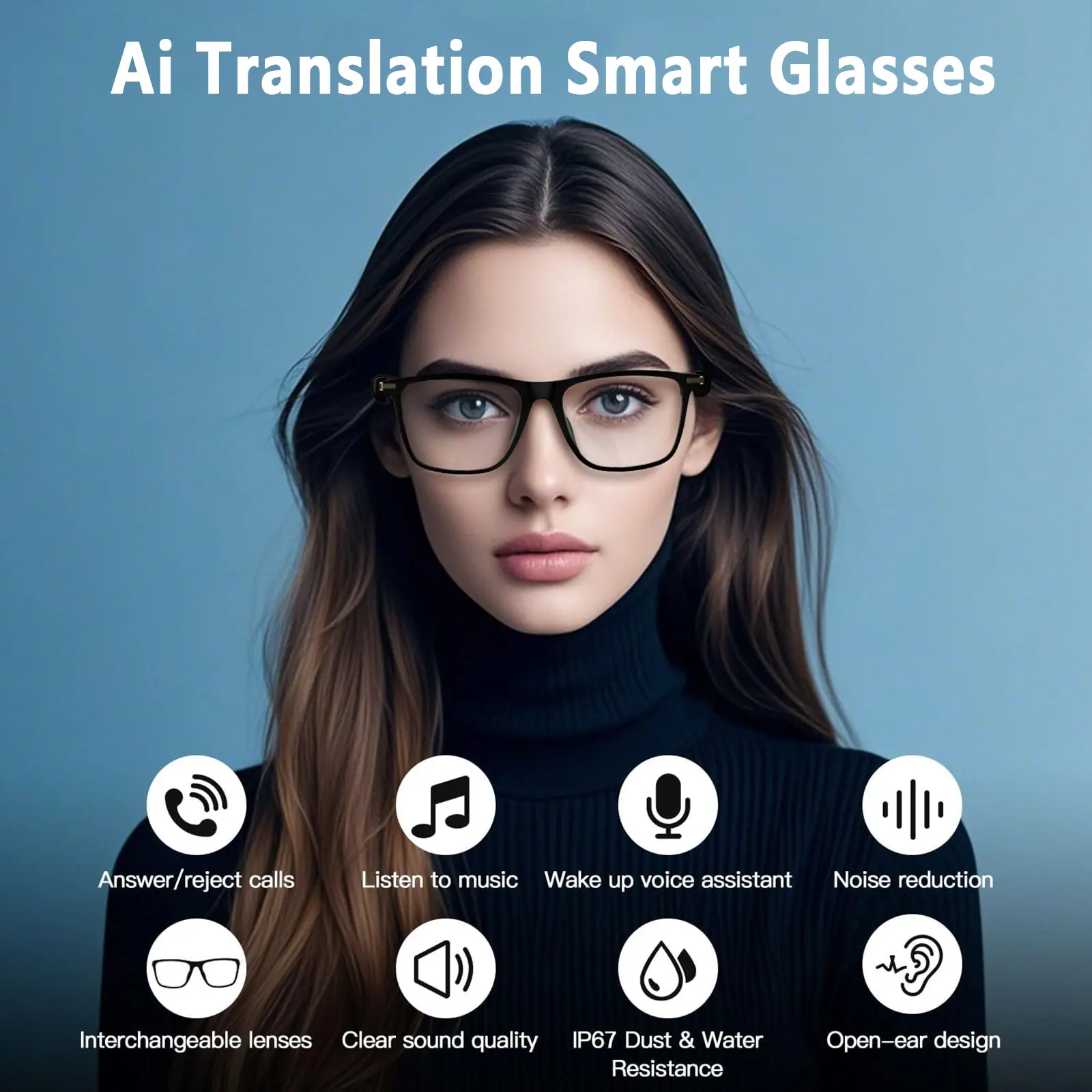 

Умные аудиоочки с функцией перевода в реальном времени, воспроизведением Hi-Fi музыки, шумоподавлением при голосовых вызовах и фотохромными линзами