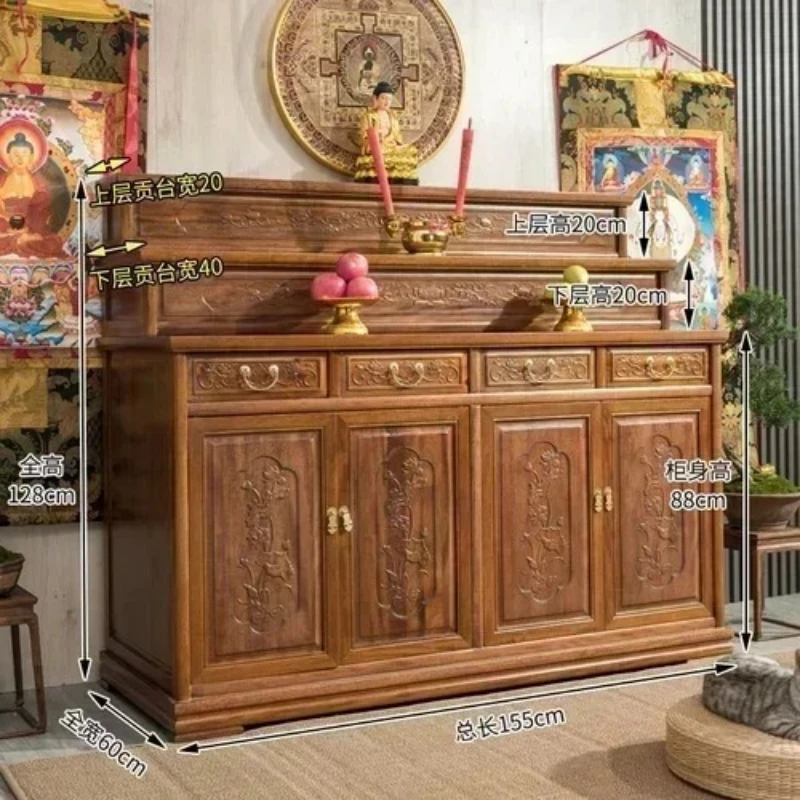 New arrive 3-Layer Altar Buddha Shrine Household Solid Wood Incense a Long Narrow Table Middle Hall God of Wealth Cabinet Worshi