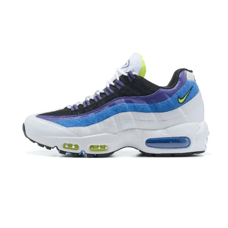 

NIKE AIR MAX 95 Men's Running Shoes, Lightweight, Breathable, Bestseller, Color-Block, Retro Sneakers, White and Blue