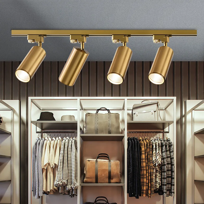 Goldene Schienenstrahler 220V LED-Schienenleuchte COB-LEDs Drehbare Deckenlampe für Wohnzimmer, Bar, Bekleidungsgeschäft, Laden, Gang – Detail 5
