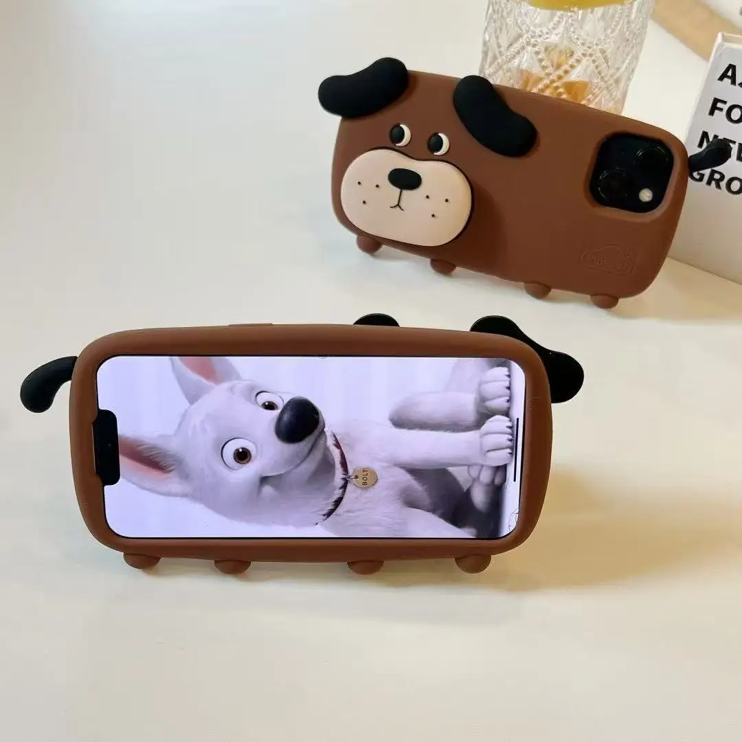 Etui na telefon Cute Cartoon Brown Puppy do iPhone'a 16 15 14 13 12Pro Max Plus Wstrząsoodporne silikonowe etui z miękką, wysokiej jakości tylną obudową