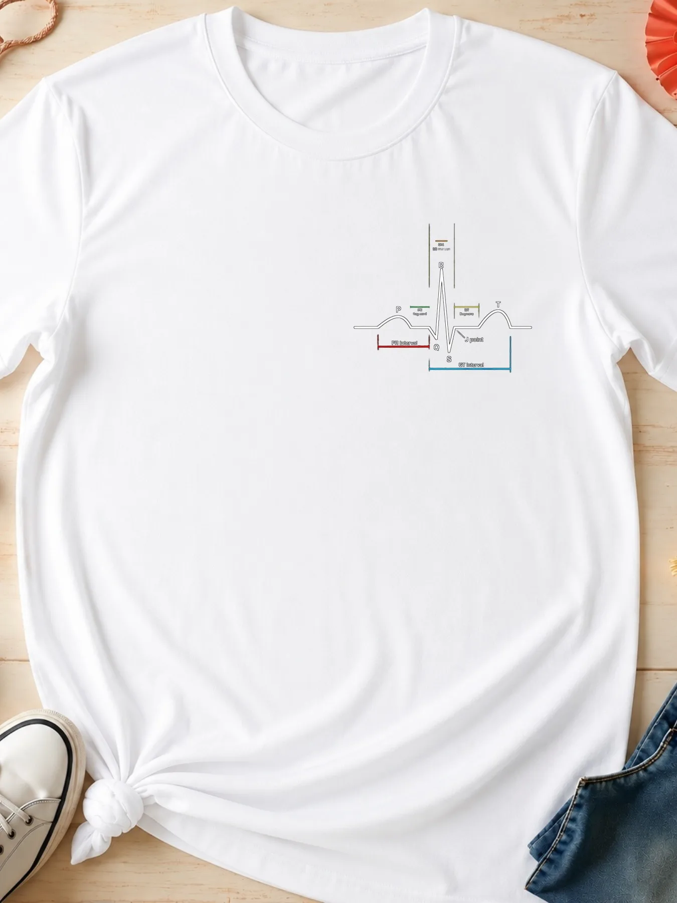Men's Streetwear Graphic T Shirt Casual Oversized Short Sleeve Tee Printed With Electrocardiogram Waveform And Related Markings