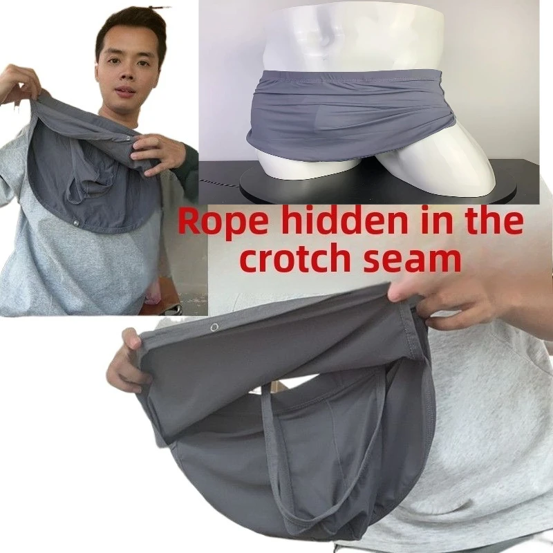 تنورة بنطلون رجالية ذات غرض مزدوج بنطلون مسطح القدم قطعة واحدة مريحة للفتح والإغلاق بخصر منخفض مبطن بزاوية مسطحة