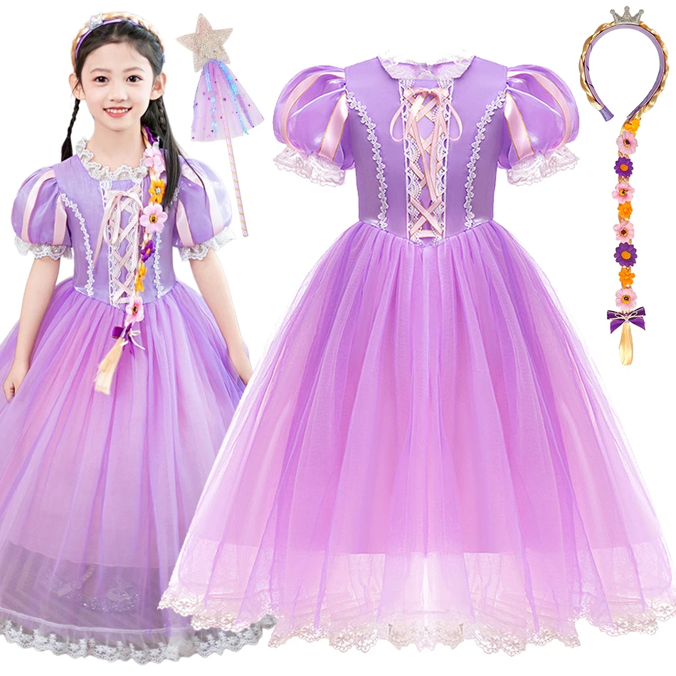 Mädchen Rapunzel Lila Prinzessinnenkleid Kinder Cosplay Halloween Weihnachten Party Verkleidung Kleider Elegantes Kleid Geburtstagsgeschenk
