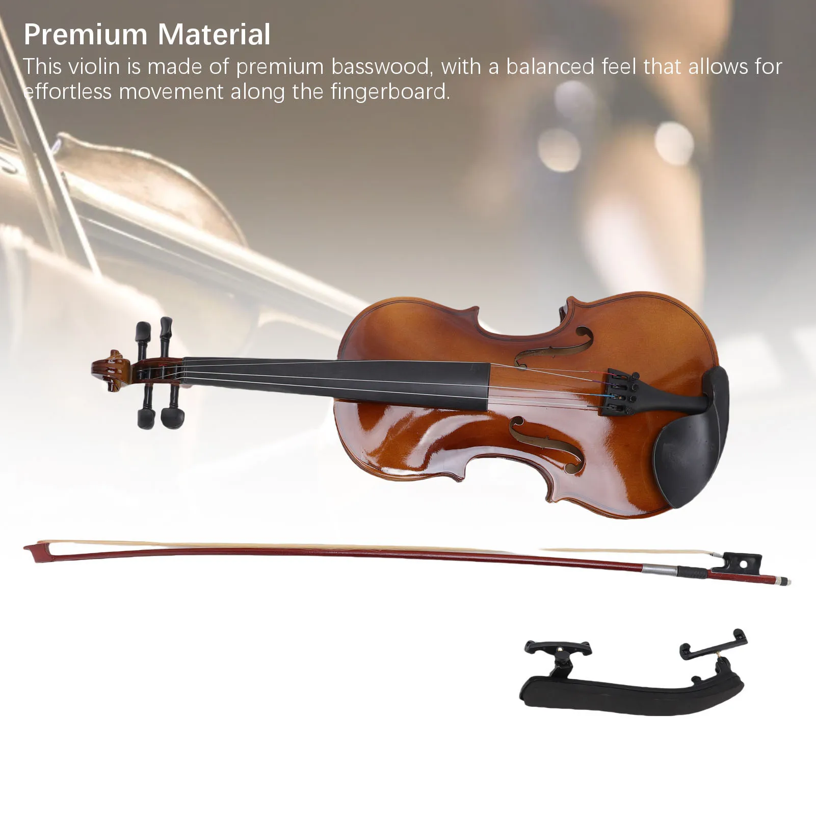 Set Biola 4/4 Finishing Matte Lengkungan Sedang Kit Biola Pemula Elegan Ergonomis dari Kayu Basswood untuk Belajar