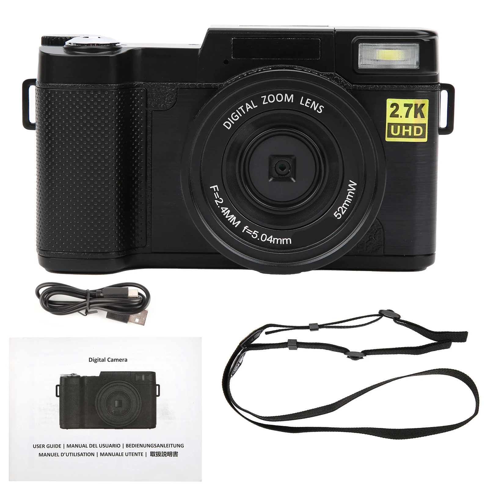 Digital Camcorder Digital Camera 3in LCD Screen 180 Degree Rotation 2.7K 30MP High Definition USB Charging