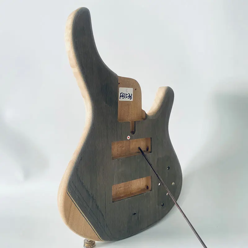 FB538 Jazz Bass 5 or 6 Strings Unfinished Electric Bass Body in Solid Mahogany+Solid Walnut Active Pickups for DIY Replace