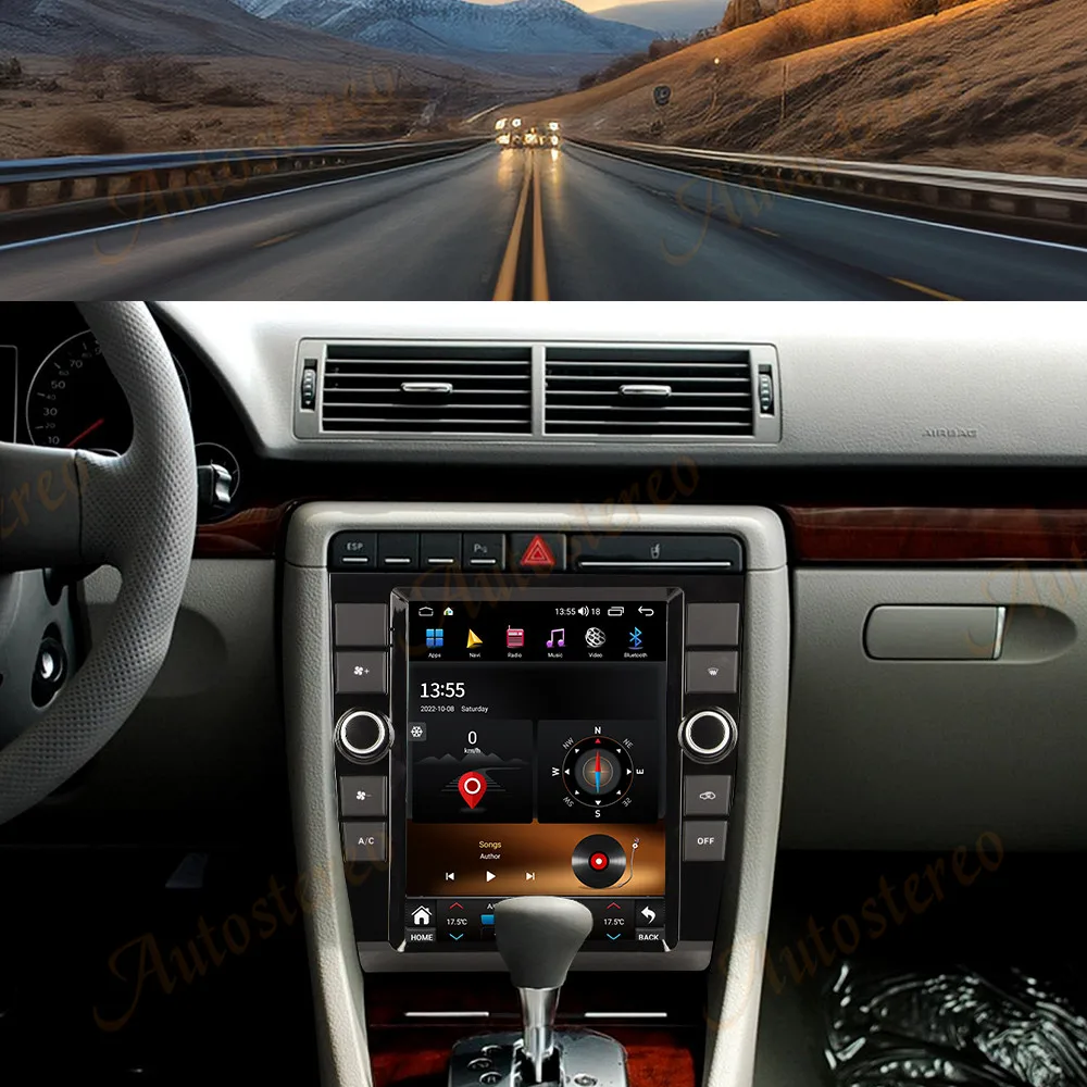 10.4 inch Android 14 Car Multimedia Player For AUDI A4 2002-2008 Tesa- Style Big Screen Navi Radio Stereo Head Unit Auto