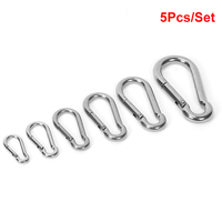 5PCS Stainless Steel Carabiner Clip Spring-Snap Hook -M4 M5 M6 M7 M8 for Keys Swing Set Camping Fishing Hiking Traveling