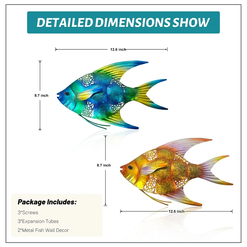 2 sztuki metalowe ryby na ścianę do dekoracji domu rzeźba ścienna posąg kryty dekoracja zewnętrzna basenu Patio salon łazienka