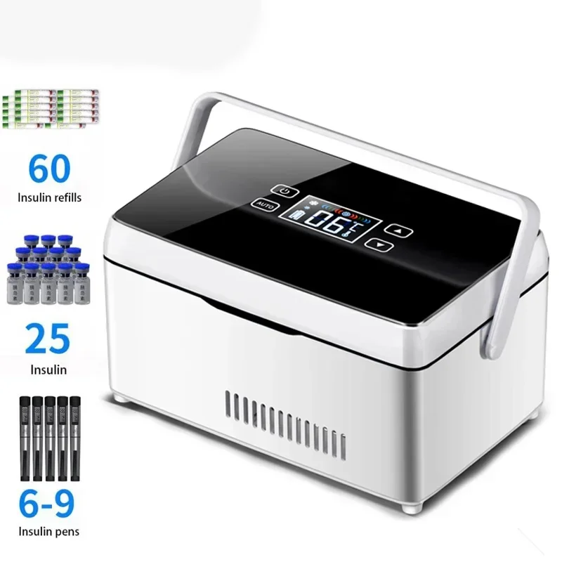 مبرد الأنسولين المحمول - ثلاجة صغيرة طبية USB مع إنذار وشاشة عرض لدرجة الحرارة - حافظة باردة للسفر للطب والأدوية والمكنسة الكهربائية