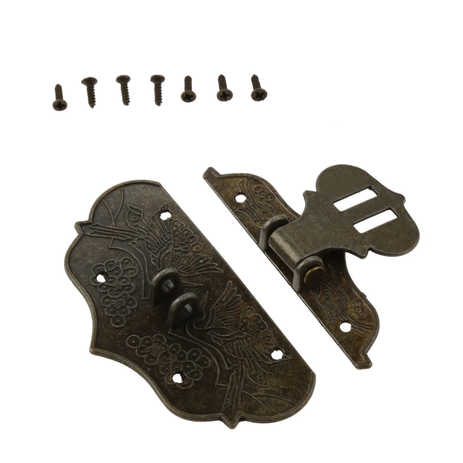 Antik Bronze Box Latch Hasp Lock Schnalle 57*75mm für Vintage Holz Schmuckschatulle Werkzeugkasten Zinklegierung Haspe