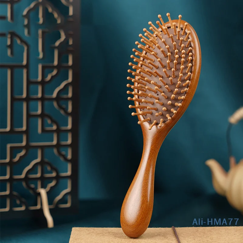 Golden Silk Green Sandalwood Airbag Comb Air Cushion Comb Anti Static Massage Wood Comb Curly Hair Comb Brush Hair Curly Hair