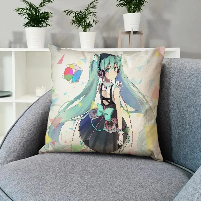 H-Hatsune Miku Decorative Pillowcase Decor 40x40 Cushion Cover 45x45 Throw Pillows Anime pillowcase Sofa Cushions Pillowcases