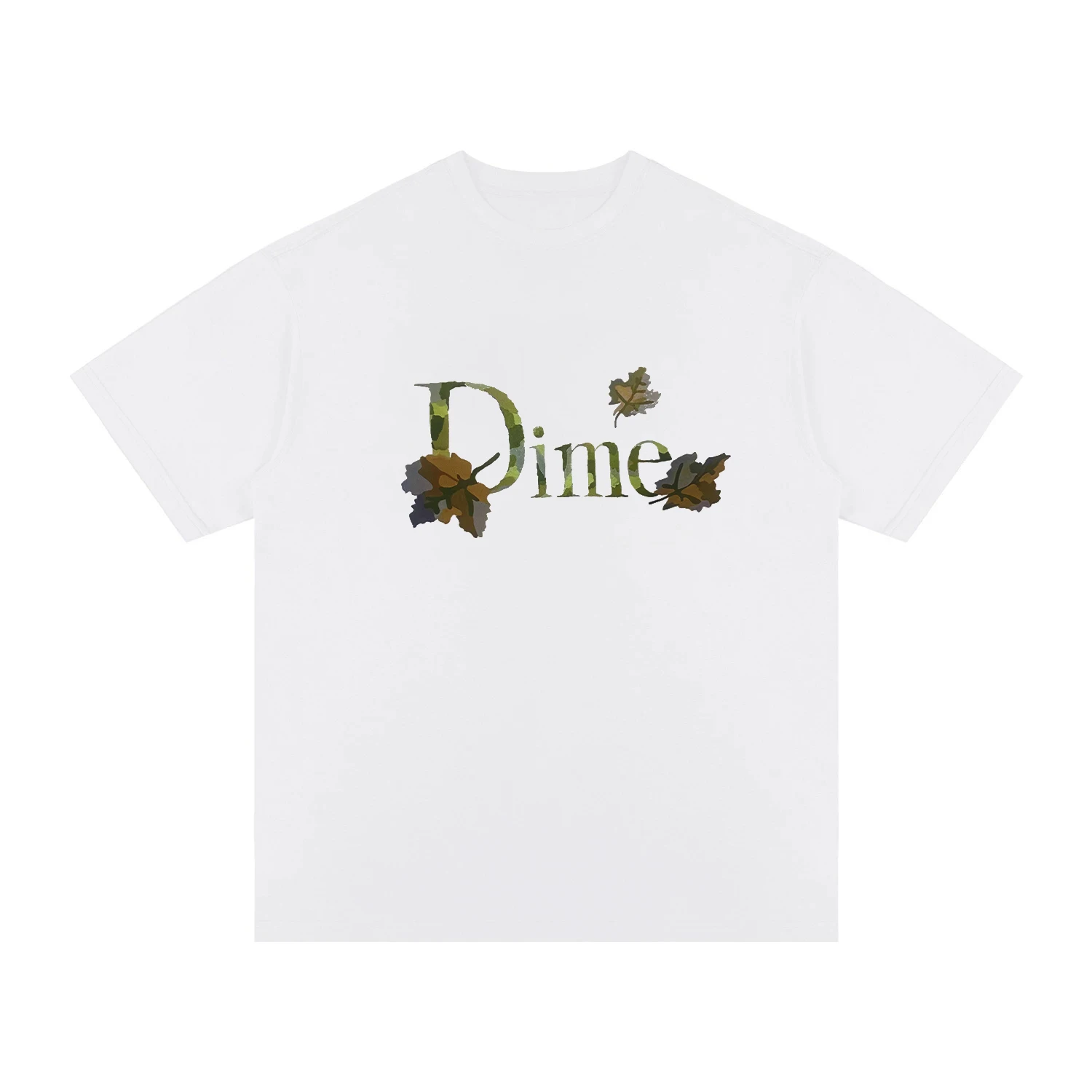 

American Vintage Alphabet Leaf Camouflage Print Grey Short Sleeve T-Shirt Summer High Street Tide Compression Shirt