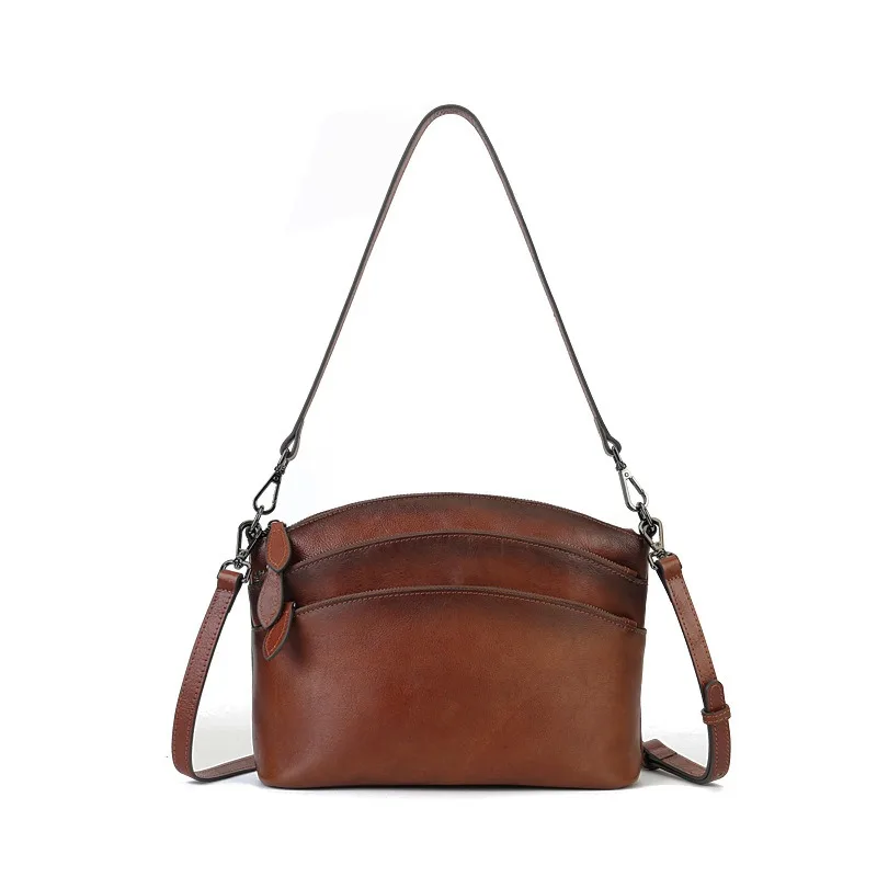 Women's Luxury Crossbody Shoulder Bag Top Grain Genuine Leather Dumpling Bag Vintage Handcrafted Convertible Work Daily