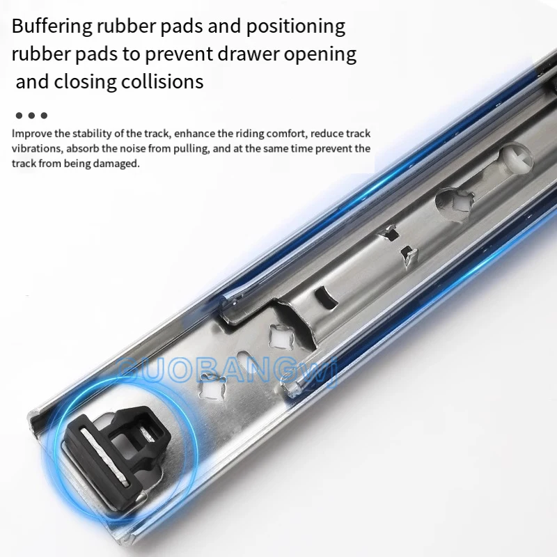 

Heavy Duty 53mm Wide Industrial Load Bearing Slide Rail,Thick Side Mount Buffered 3-Section Drawer Runner for Cabinet RV Drawer