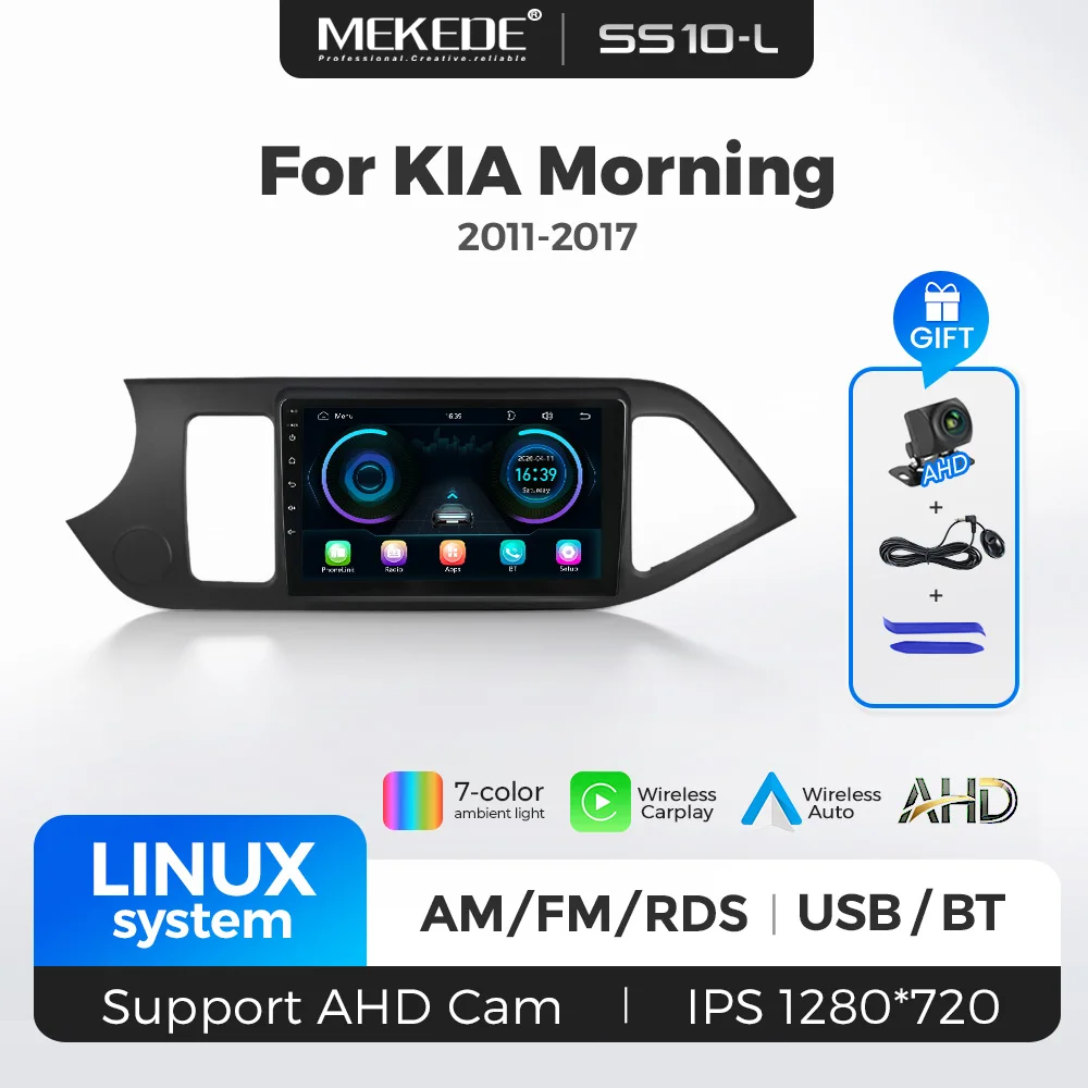 New Style 9 Inch Wireless CarPlay Android Auto For KIA Morning 2011-2017 Linux System Car Radio Stereo Multimedia Player WIFI BT