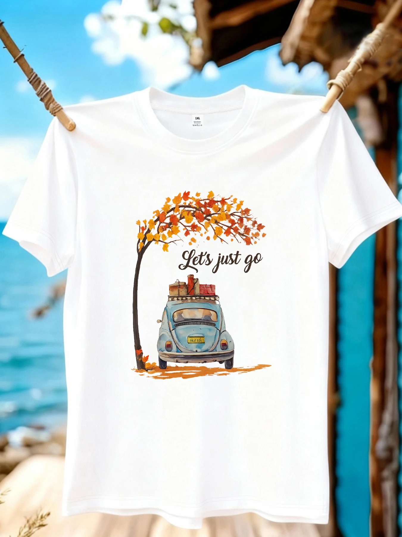 

【WZM10893】Car printed plus size women's round neck summer casual short sleeved street fashion versatile T-shirt