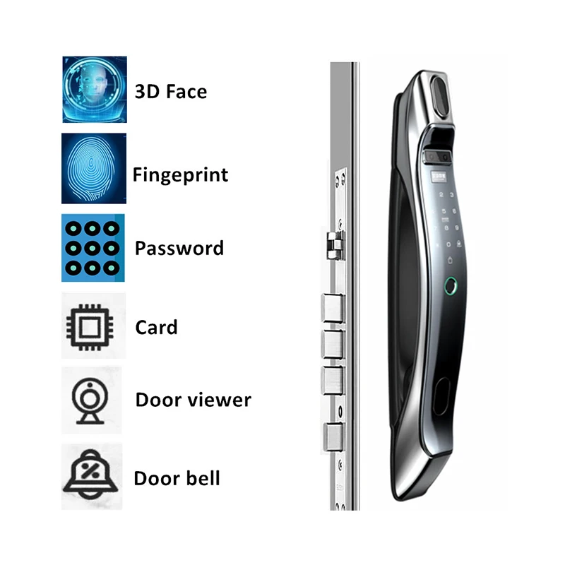 Smart Home Digital 3D Face Fingerprint Cat Eye Tuya Wifi Smart Locks for Outdoor with Wifi Camera