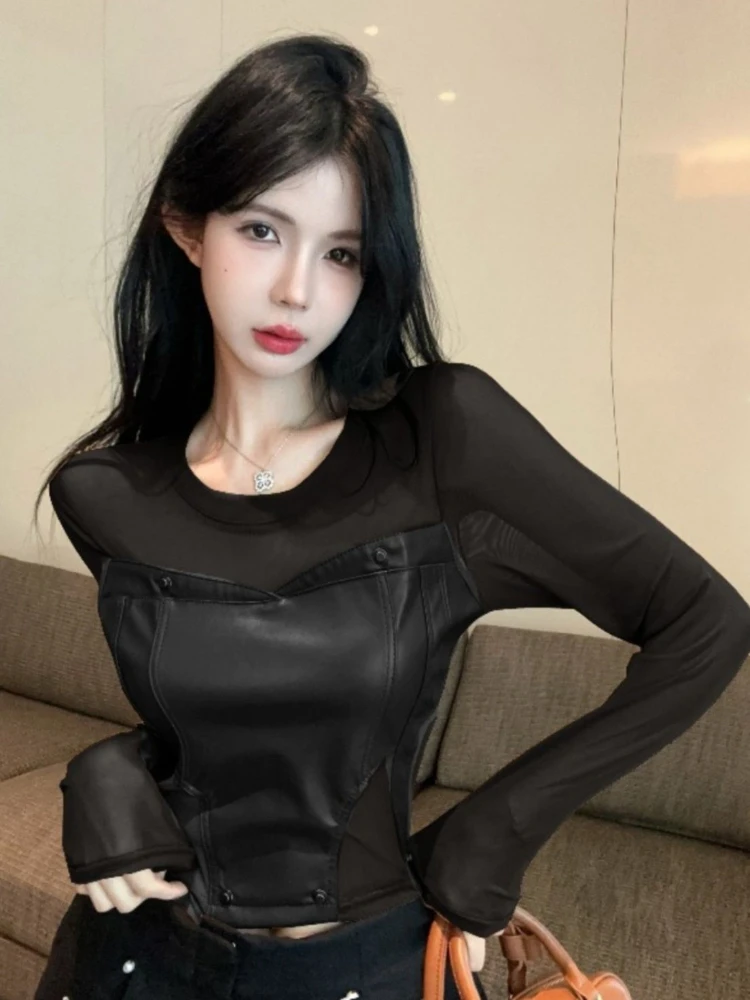 Solid T-shirts Women Long Sleeve Slim Fit Deign Spring Korean Style Hipster Streetwear All-match Hot Female Fashion Clothing New #3